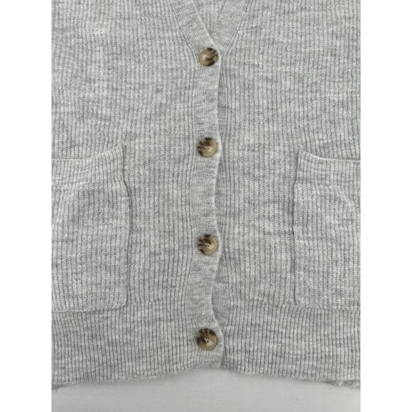 New York & Company Cardigan Sweater Sz L Cable Knit Grey Soft Cozy Preppy Casual - Picture 5 of 16